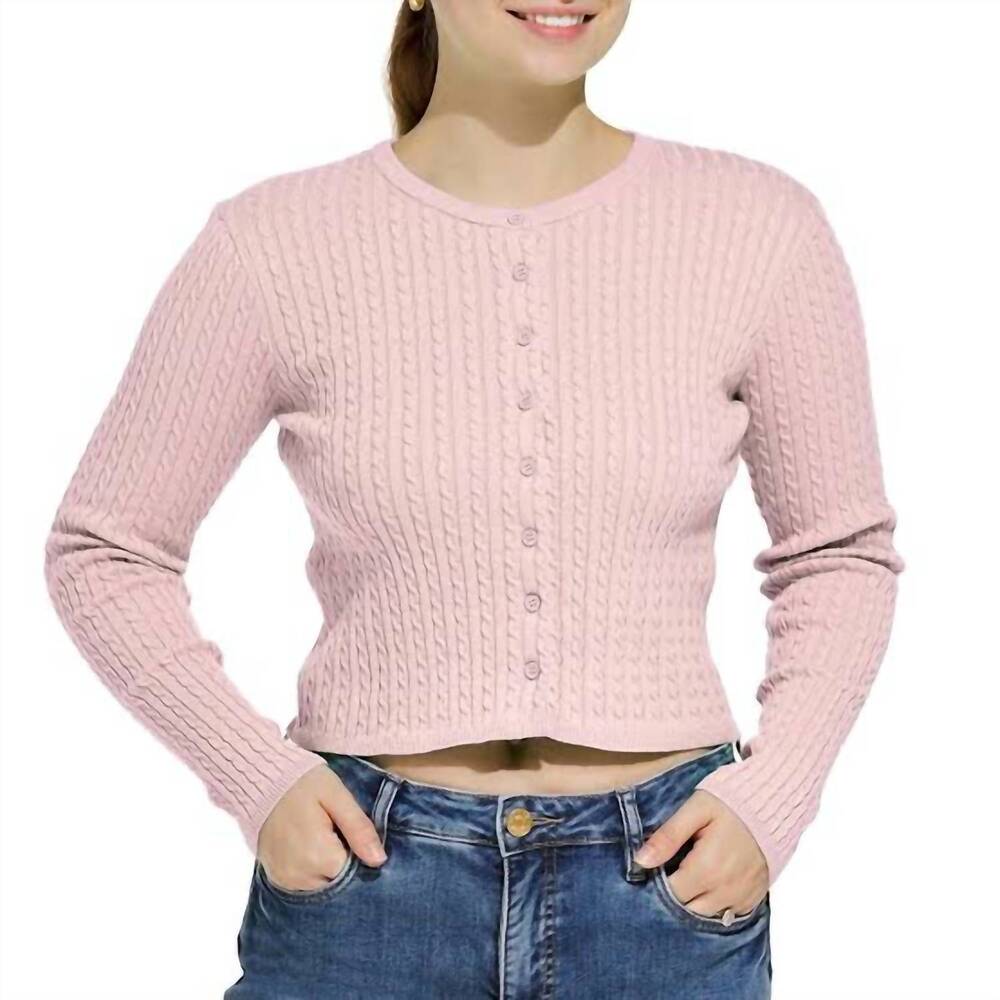 NEW BY TOGETHER avon cable knit cardigan in ballet pink